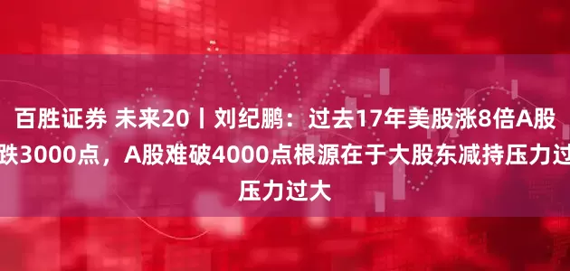 百胜证券 未来20丨刘纪鹏：过去17年美股涨8倍A股倒跌3000点，A股难破4000点根源在于大股东减持压力过大